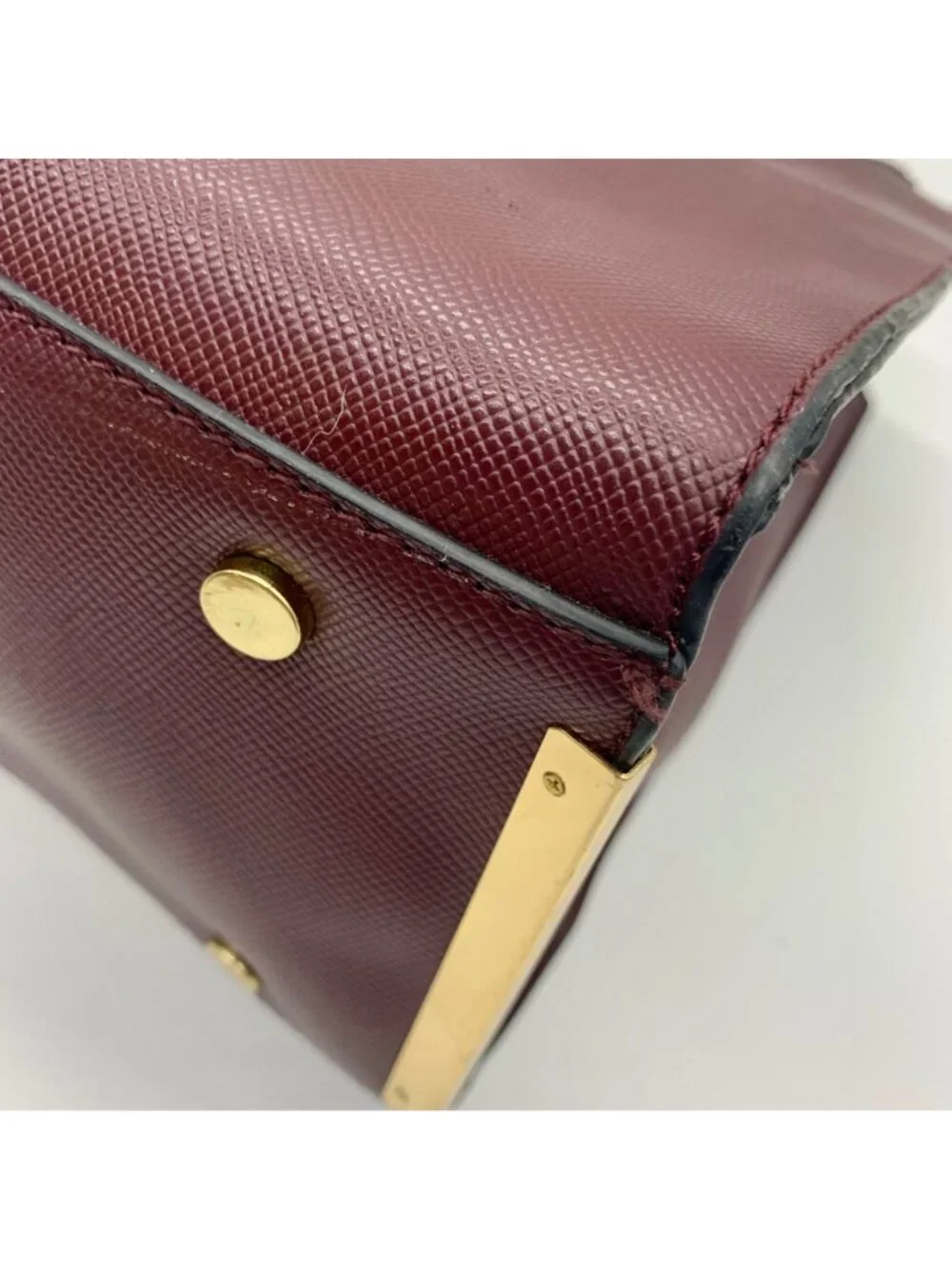 Aldo Burgundy Structured Saffiano Faux Leather Satchel Bag